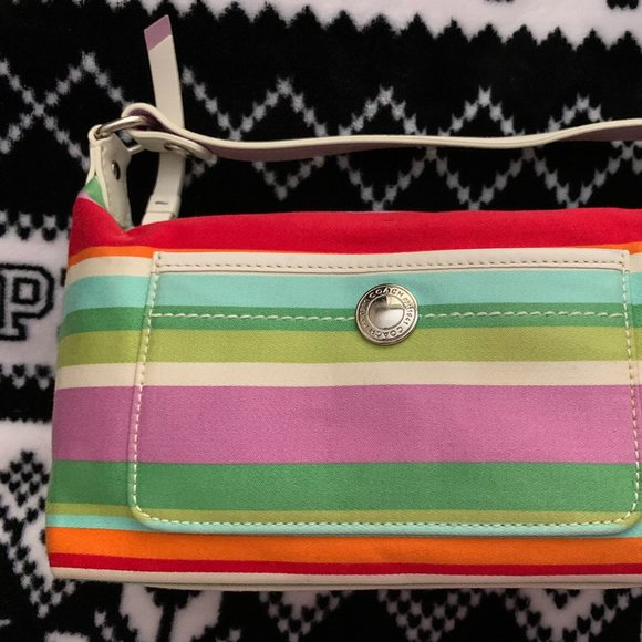 Coach Handbags - Coach Multi Color Stripe Small Bag
